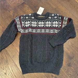 Men's Nordic Pattern Crewneck Sweater - Dark Gray